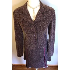 NWT Y2K Hot Kiss tweed and velvet skirt suit